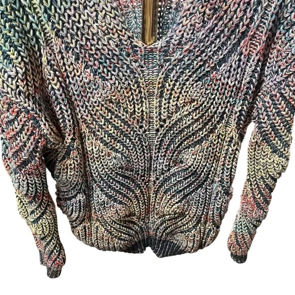 Anthropologie Multicolor Chroma Chunky Knit V-Neck Sweater 1X - Picture 6 of 16